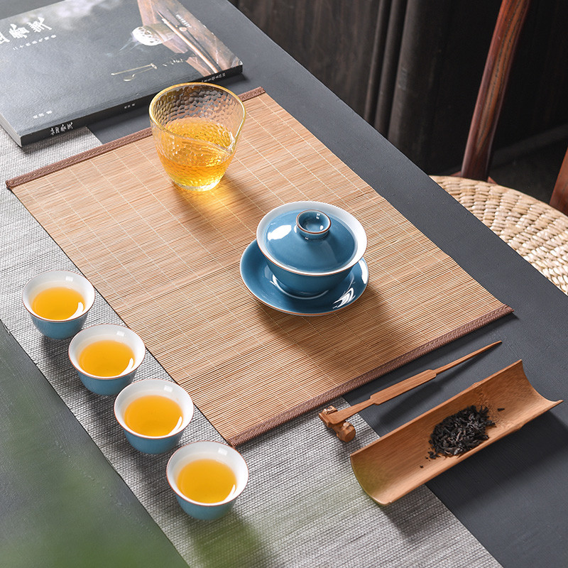 陶福气 竹制茶道茶席竹席桌旗 茶具竹垫茶配件禅意日式茶垫定制