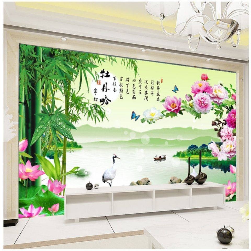 现代简约立体艺术d瓷砖背景墙高温微晶石中式客厅电视墙砖迎客松