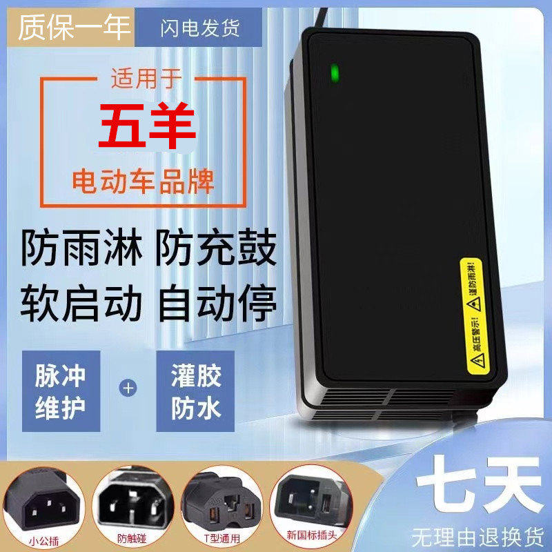 防水款适用五羊电动车充电器48v12AH60v20AH72v20AH智能充电器