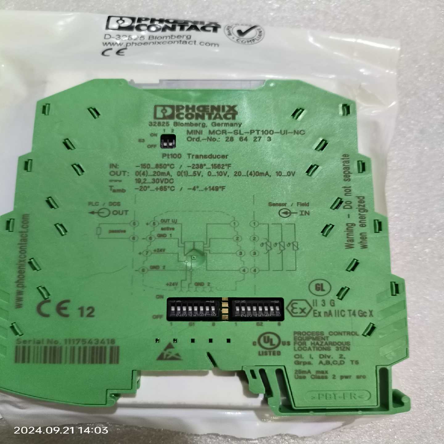 询价菲尼克斯测量变送器MINIMCR-SL-PT100-U