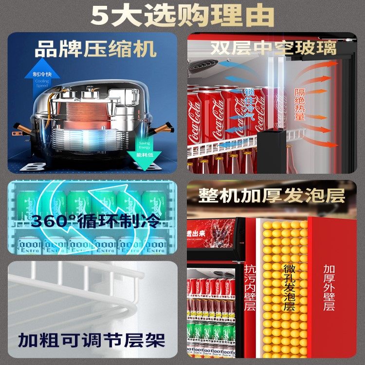 商用冷藏展示柜饮料柜立式冰箱保鲜柜双开门超市冷饮单门啤酒冰柜