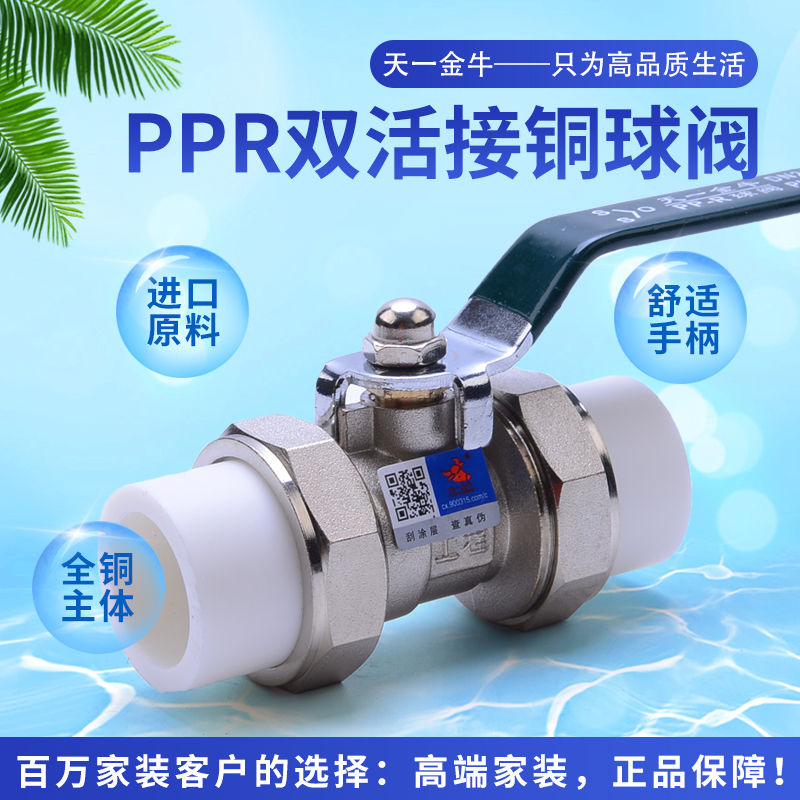 天一 金牛PPR双活接铜球阀门 20 4分 25 6分 ppr球阀 ppr水管