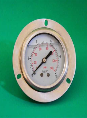 压力表背接不锈钢轴向带边耐震充油YN60ZT 10Kg/145Psi面板式