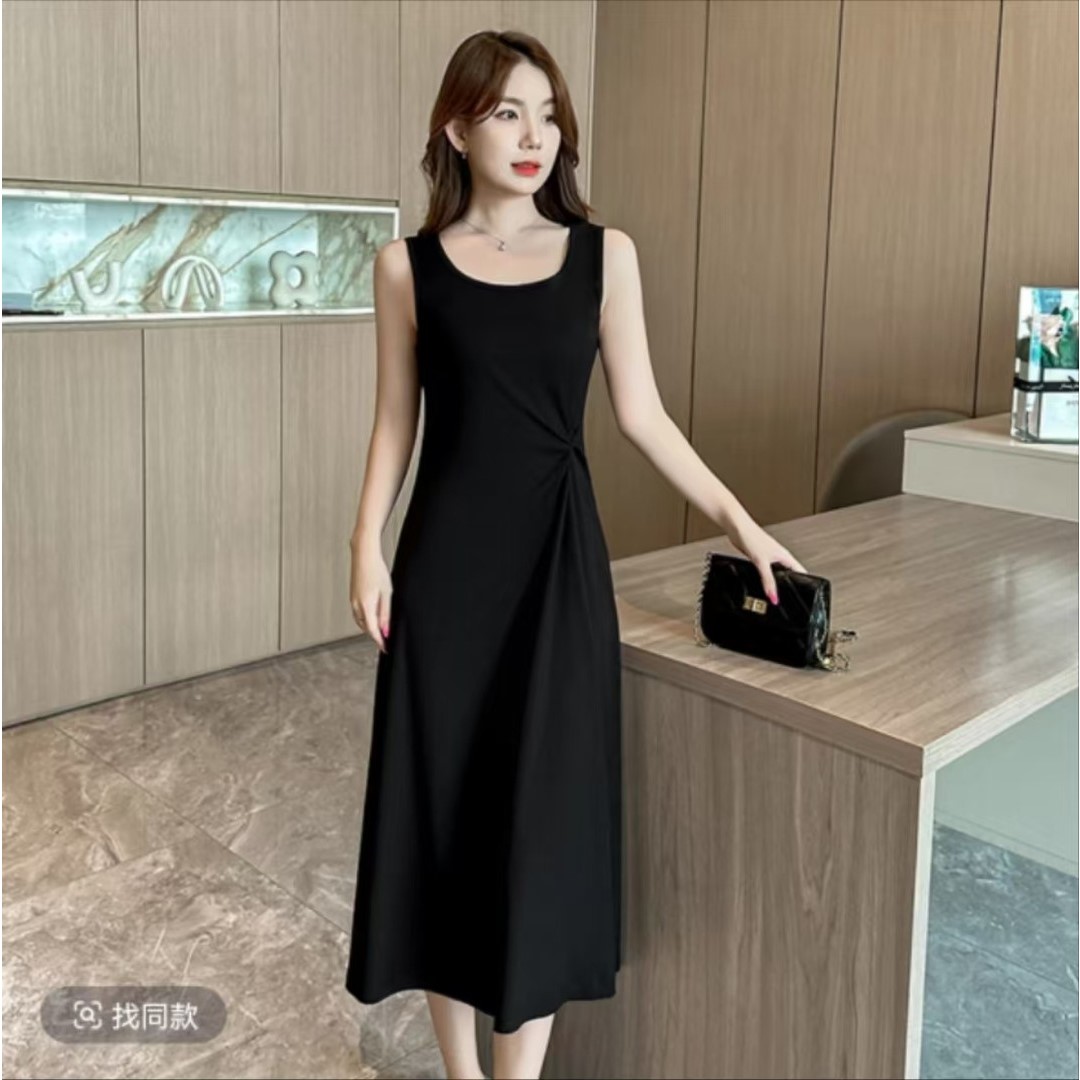 【正品】百搭时尚新款垂感长款女士高级感显瘦连衣背心裙-2522款