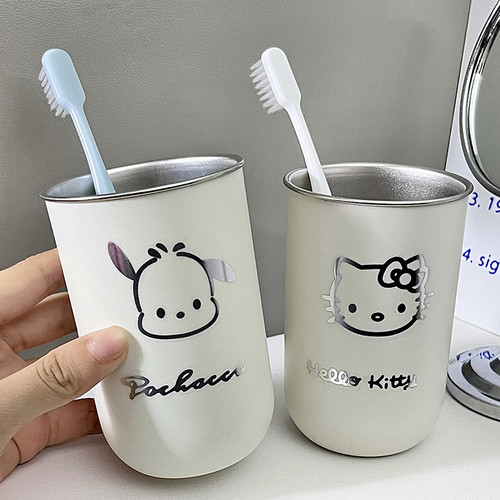 卡通情侣304漱口杯洗漱杯简约高颜值不锈钢牙刷杯牙缸宿舍杯子i