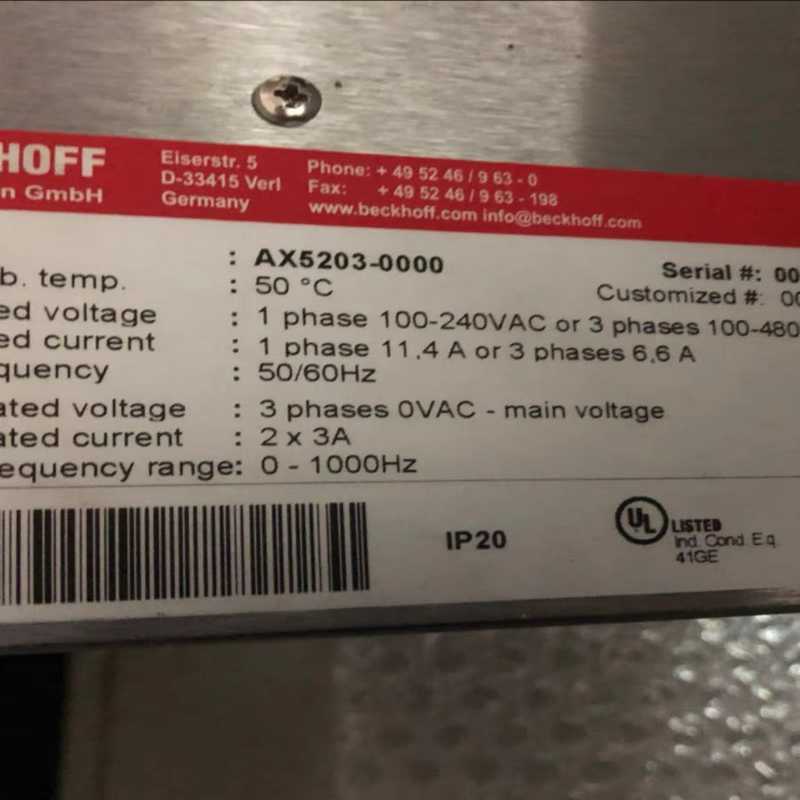 BECKHOFF倍福伺服驱动器AX5203-0000 现~询价