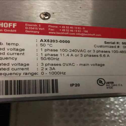 BECKHOFF倍福伺服驱动器AX5203-0000现询价