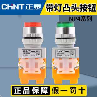 帶燈平頭按鈕開關NP4 DZS自復位自鎖紅色綠色220V24V 11DN