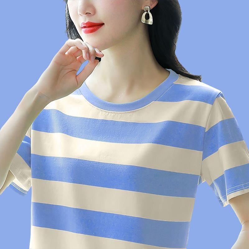 2026夏季新款条纹短袖T恤女T恤