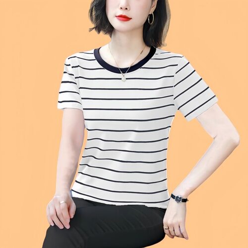 夏季大码女装条纹宽松显瘦百搭