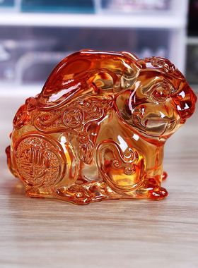 大小号黄水晶兔子摆件十二生肖生日礼物琉璃家居客厅装饰招财纳福