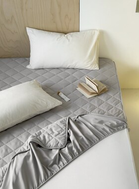 夹棉牀笠牀垫灰色保护套全棉席梦思褥子套防尿垫全包防尘1.5m1.8