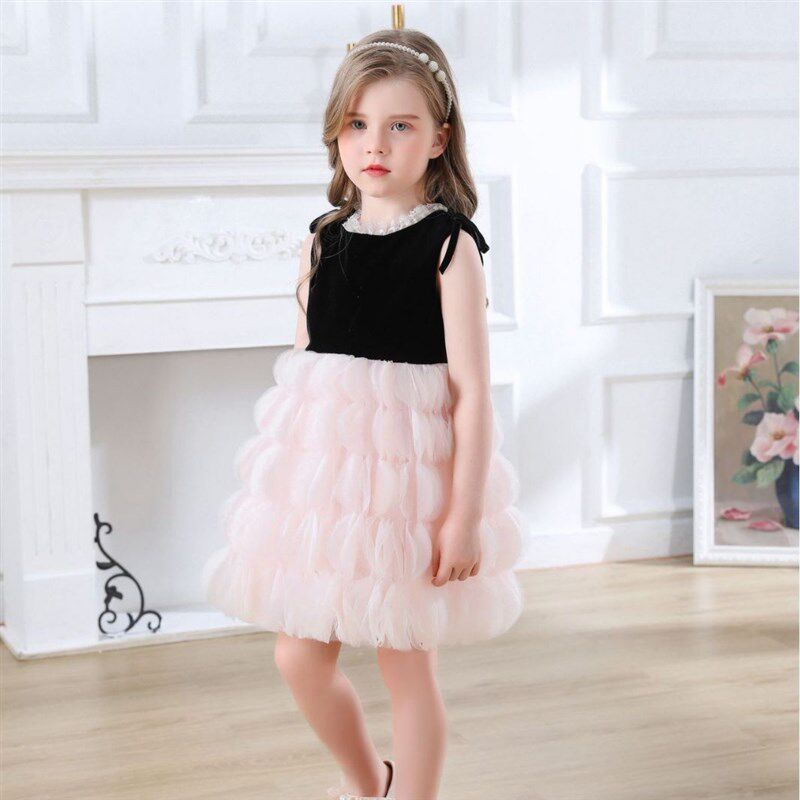 高品质2025年新款春装女童连衣裙女宝宝公主裙生日宴会小礼服洋气