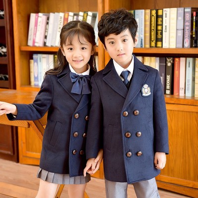 班服外套秋冬季英伦学院风毛呢子儿童装幼儿园园服小学生校服套装
