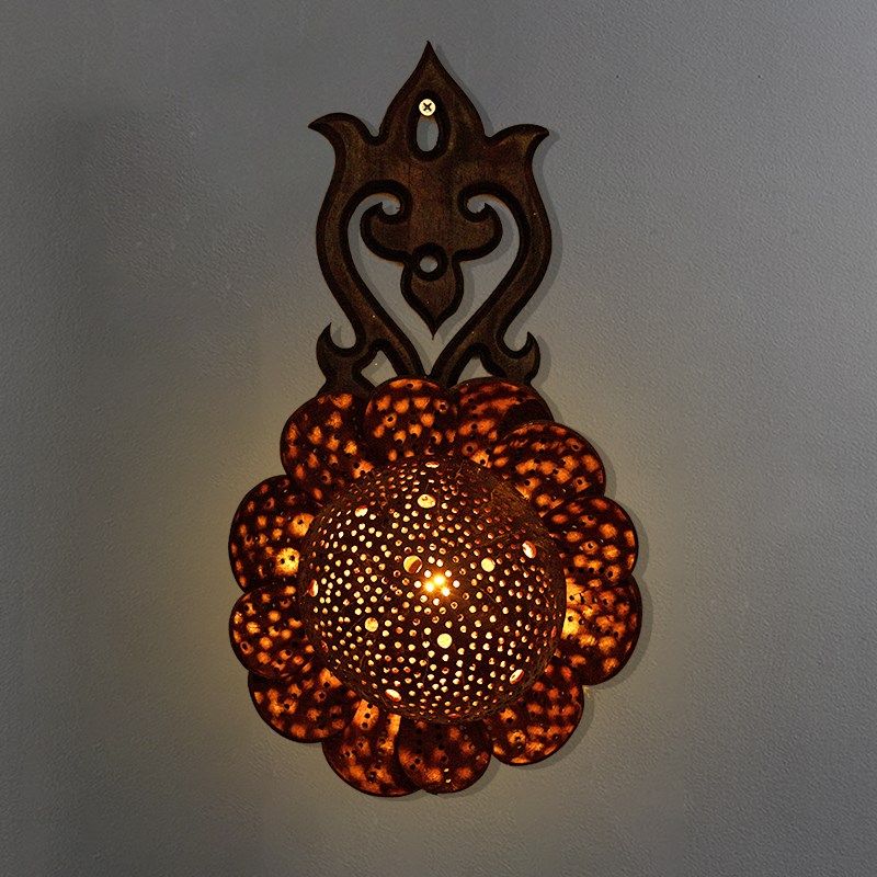 泰国椰壳实木壁灯卧室床头灯创意艺术装饰复古灯具楼梯过道墙壁灯,家装灯饰光源,壁灯,淘宝优惠券,粉丝福利购,淘宝优惠卷