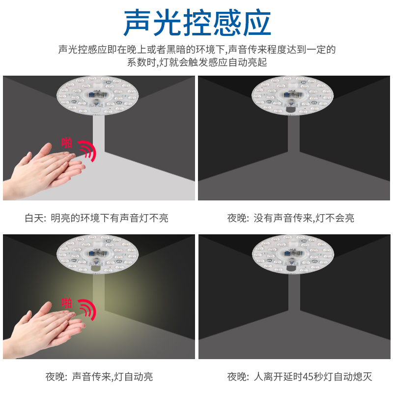 卡奇洛LED吸顶灯替换led改造灯板灯芯圆形贴片灯管灯条声光控模组