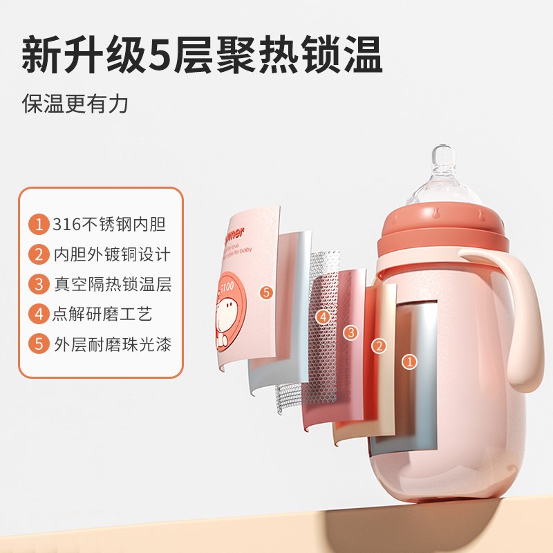 保温奶瓶新生婴儿防呛恒温1-3岁宝宝保温水杯防摔三用外出保温杯