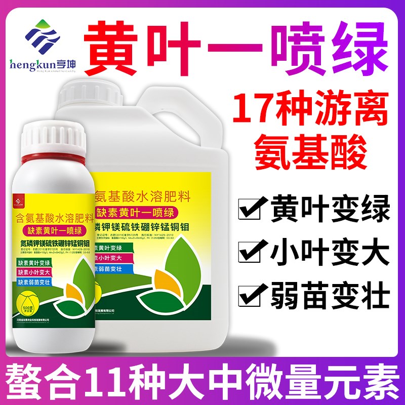 一喷绿叶面肥叶绿素氨基酸叶面肥安基酸水溶肥桶装黄叶喷施营养液