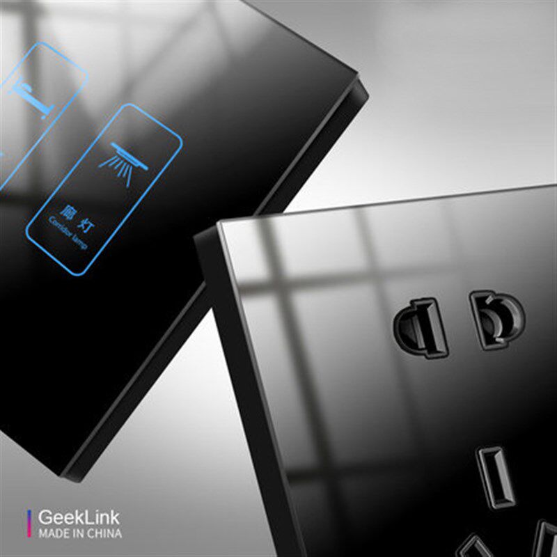 智能家居86型墙壁触摸开关插座套装单双控触控式触摸屏面板家用