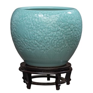 景德镇陶瓷书画缸卷轴缸影青釉大花瓶书房客厅落地字画收纳筒摆件