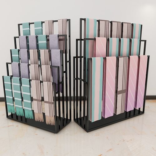 金色围巾架服装店裤子披肩布料被套货架多层落地式丝巾架子展示架