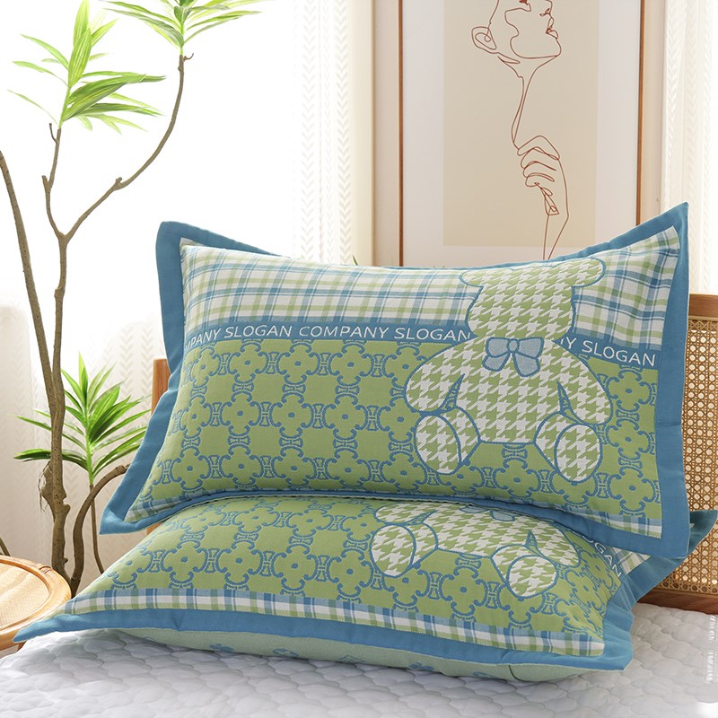 纯棉纱布枕套一对装48cmx74cm单人枕头套全棉家用乳胶枕芯内胆套