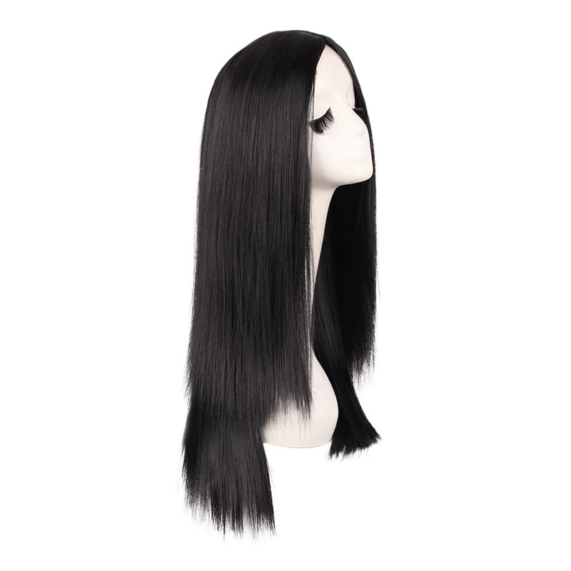 潼漫 cos假发中分刘海长直发纯黑色男女通用万用70cm动漫假毛头套