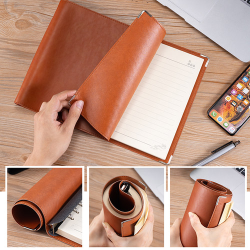 A4活页本横版外壳软皮本活页夹可拆卸笔记本子定制可印LOGO