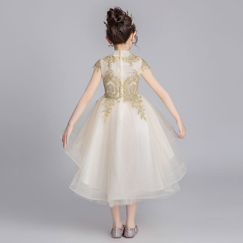 女童晚礼服公主裙蓬蓬纱小花童婚纱裙高贵洋气女孩主持人演出服冬