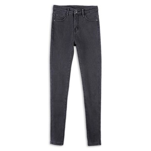 九分小脚裤 黑色秋冬加绒高腰秋季 子 女2021年春秋新款 烟灰色牛仔裤