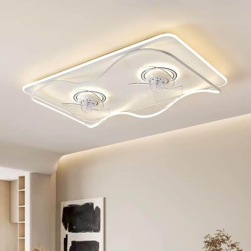 客厅主灯风扇灯led吸顶灯现代简约长方形大气主灯吊扇灯一体静音