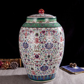 景德镇陶瓷米缸米桶储米箱20斤50斤装 带盖密封储物罐家用防潮防虫