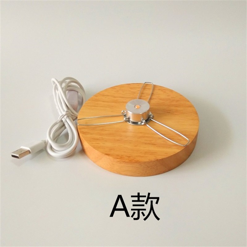 USB接口插圆球麻球玻璃灯罩台灯底座三叉卡簧灯座DIY台灯木质配件