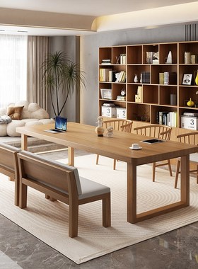 实木大长桌客厅家用工作台大桌子餐书桌一体学生学习写字桌办公桌