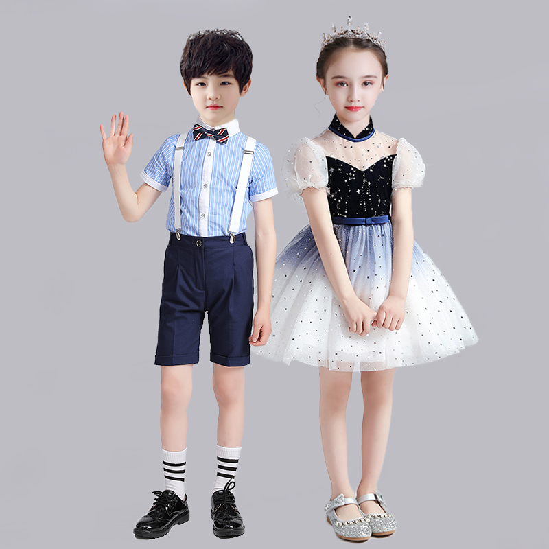 六一儿童合唱演出服中小学生诗歌朗诵幼儿园毕业照表演蓬蓬裙礼服