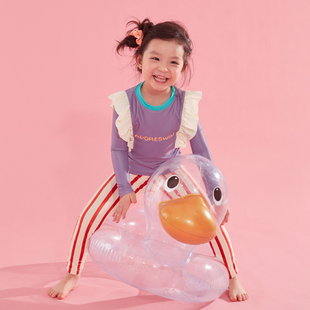 爱多尔2023年夏季新款分体长袖防嗮儿童泳衣中大童泳装女童游泳衣