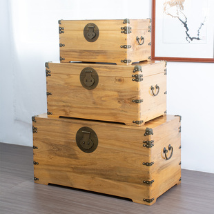 樟木箱陪嫁香樟木箱全樟木衣箱收纳箱新中式字画箱套箱樟木箱底座