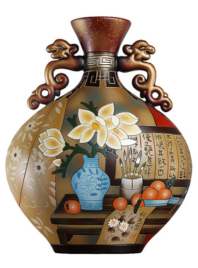 中式陶瓷玄关入户进门博古架摆件客厅酒柜古董置物书柜装饰工艺品