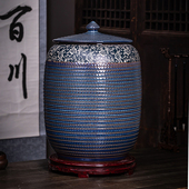景德镇陶瓷米缸油缸水桶20斤50 100斤家用带盖密封防潮储物茶叶罐