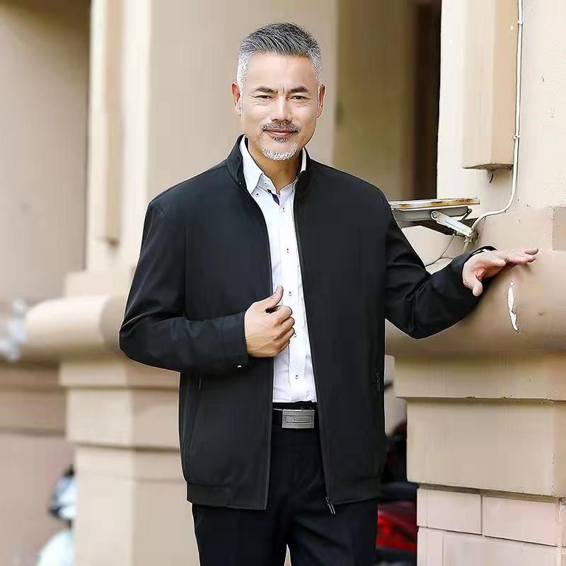 爸爸装春秋季中老年人薄款男装50立领60爷爷70休闲夹克新款外套男,男装,夹克,淘宝优惠券,粉丝福利购,淘宝优惠卷