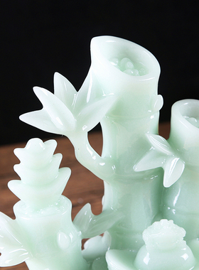 招财竹子摆件玉石财富贵节节高客厅酒柜办公室玄关装饰品开业礼品