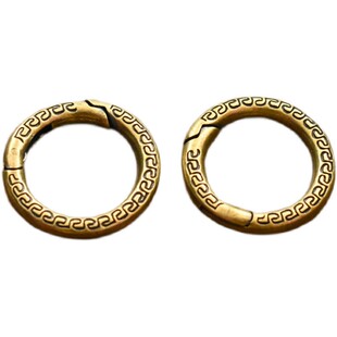 纯黄铜圆形弹簧开扣钥匙圈铜环扣创意立体实心环个性搭配五金配件