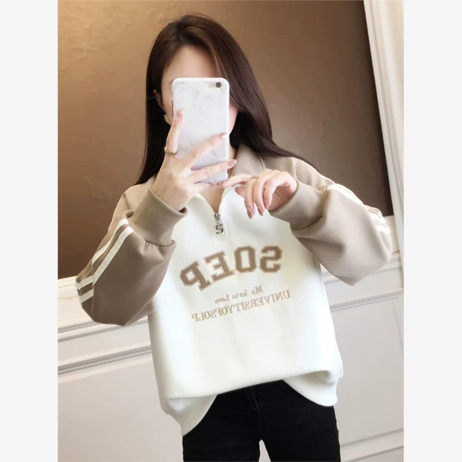女士半拉链卫衣女春秋2025新款爆款洋气时尚小个子短款Polo领上衣