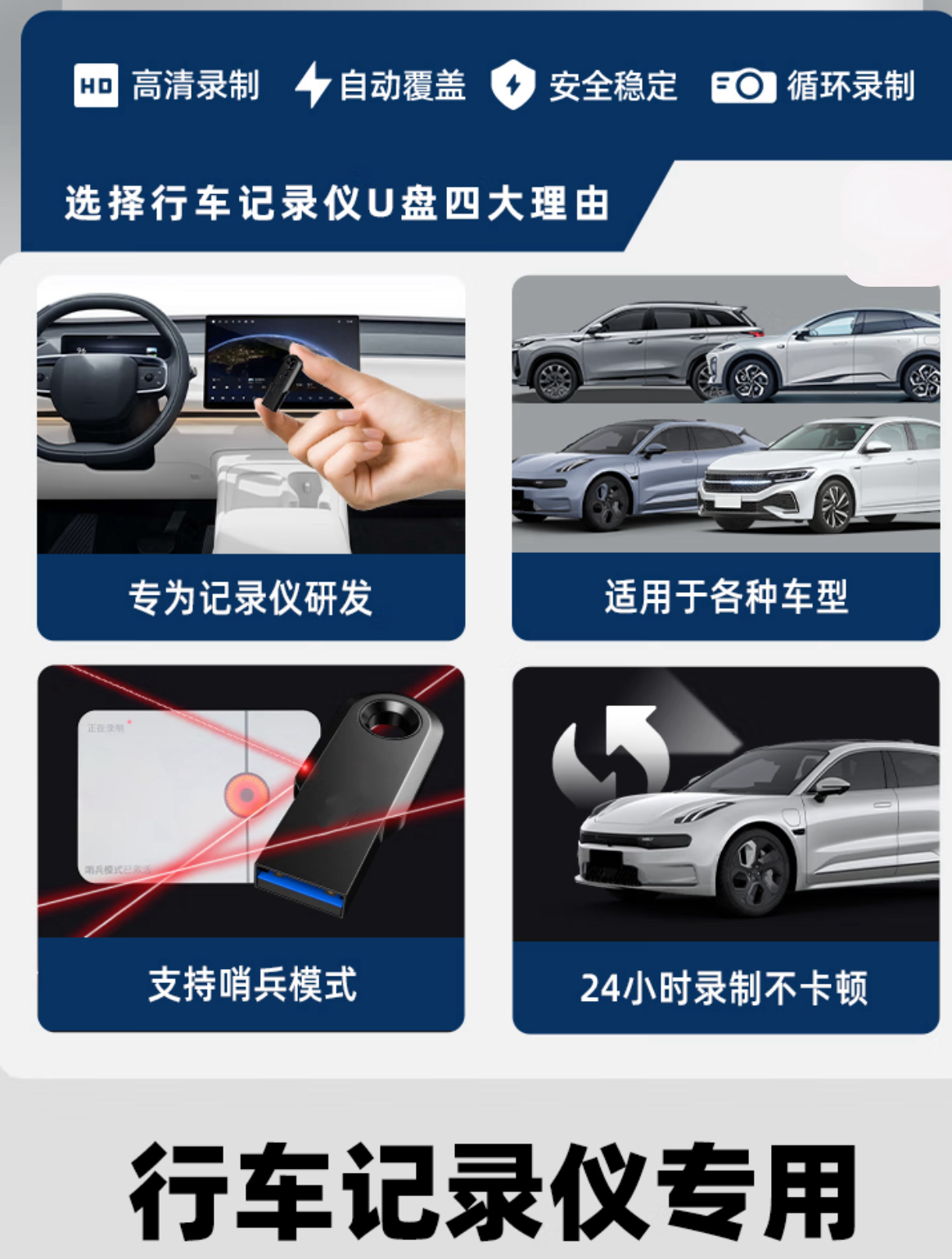 行车记录仪专用u盘高速车载128G车机录像哨兵模式256数控机床FAT3