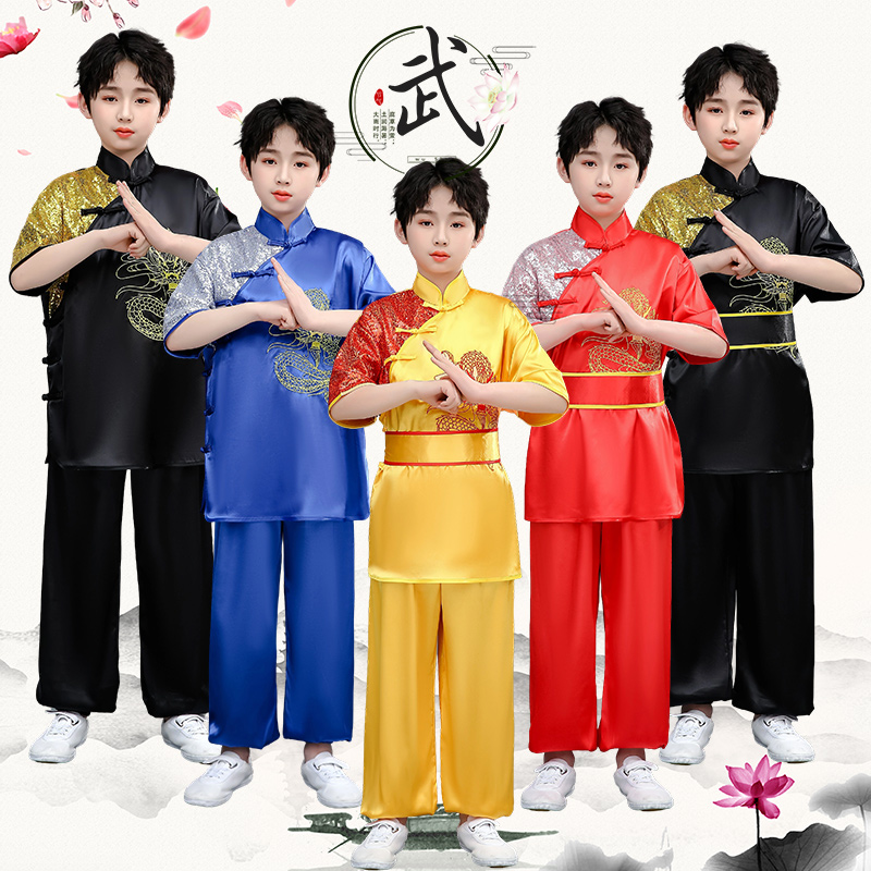 新款武术服刺绣龙学生运动会演出比赛服青年成人长拳儿童表演服