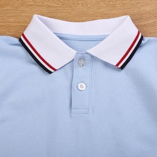 儿童校服小学生班服男童女童短袖 蓝色学院园服 TD恤POLO衫 夏装