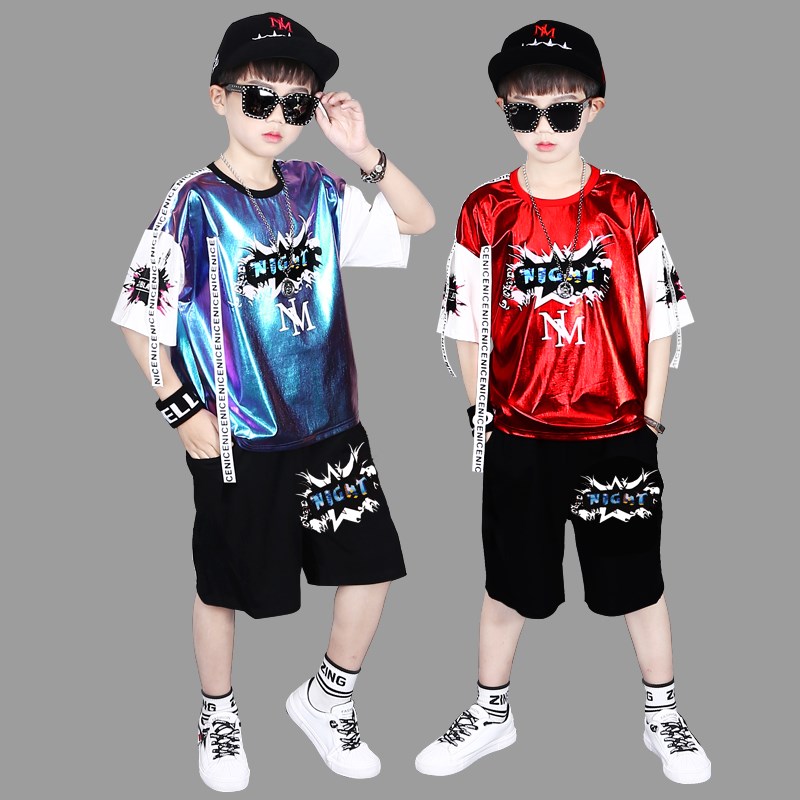 六一儿童演出服幼儿园中大班x亮片爵士舞架子鼓表演服男孩夏季套