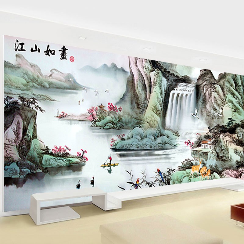 十字绣2024新款线绣江山如画客厅自己绣手工山水风景大幅大气2021