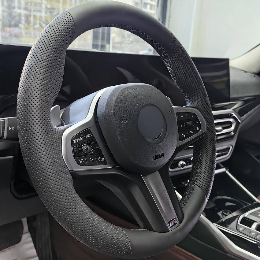 专用适用宝马5系3系x3x1三系x5五系5301系ix3520真皮手缝方向盘套