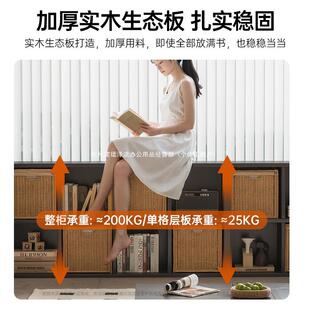 实木黑色卡莱克格子柜模块组合柜客厅置物柜子书柜储物柜一体书架